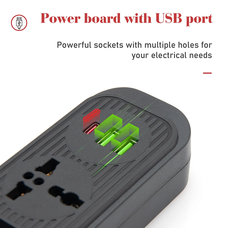 Toma de corriente USB de 2M, filtro de línea, enchufe, toma de extensión, toma de corriente extendida, torre de enchufe retráctil estándar de Brasil 11