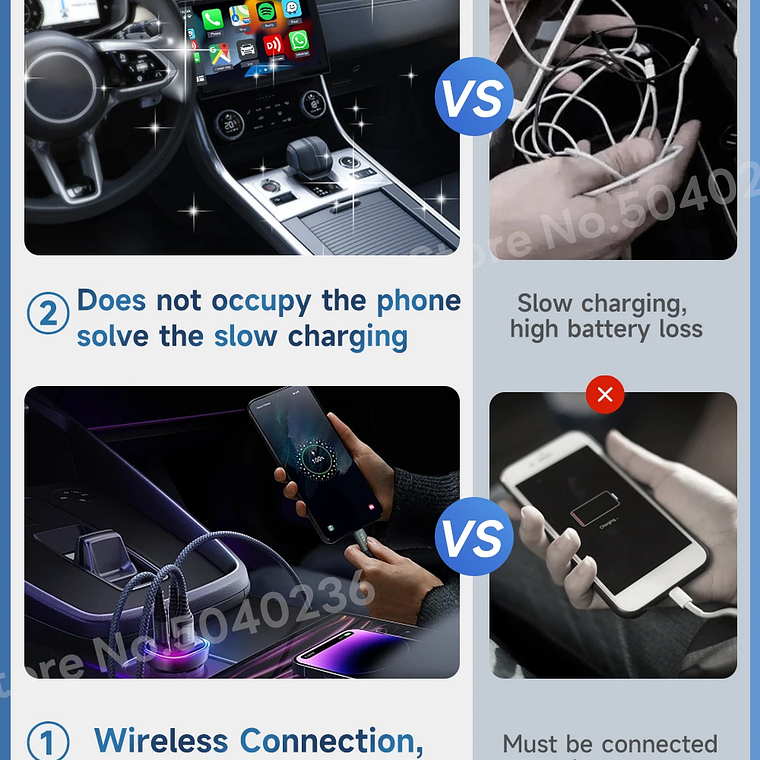 CarlinKit 5,0 inalámbrico Android Auto CarPlay AIBox adaptador inalámbrico Spotify Waze caja de navegación para coche WiFi BT conexión automática inalámbrica 17