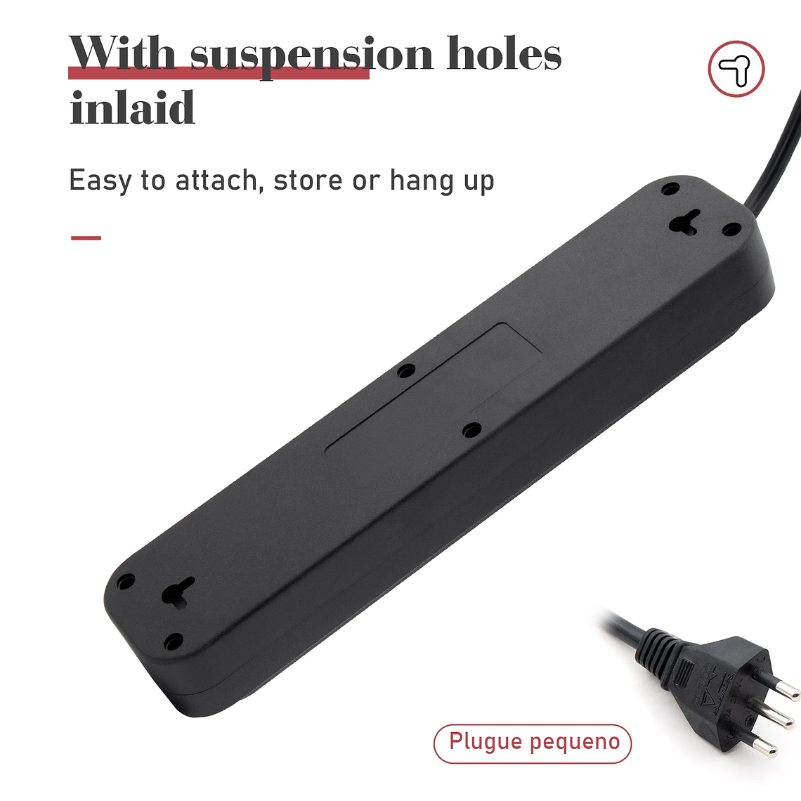 Toma de corriente USB de 2M, filtro de línea, enchufe, toma de extensión, toma de corriente extendida, torre de enchufe retráctil estándar de Brasil 13