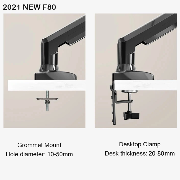 Resorte de Gas F80 de 17-30 pulgadas, soporte de montaje para Monitor LCD LED de escritorio, brazo de soporte de Gas ergonómico, carga de montaje flexible de 2 ~ 9kg 18