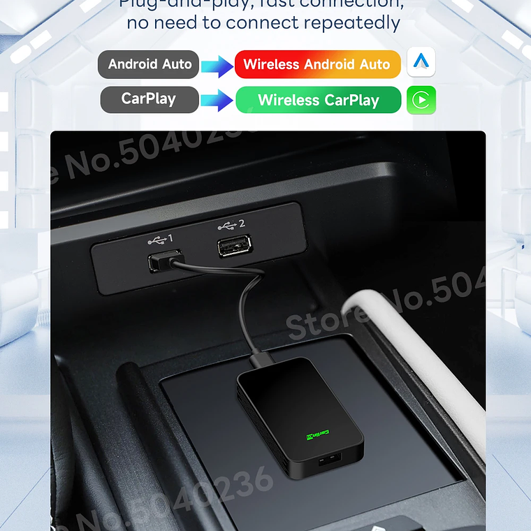 CarlinKit 5,0 inalámbrico Android Auto CarPlay AIBox adaptador inalámbrico Spotify Waze caja de navegación para coche WiFi BT conexión automática inalámbrica 21