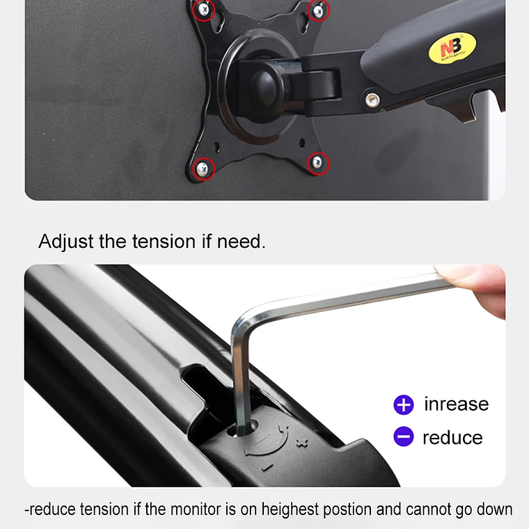 Resorte de Gas F80 de 17-30 pulgadas, soporte de montaje para Monitor LCD LED de escritorio, brazo de soporte de Gas ergonómico, carga de montaje flexible de 2 ~ 9kg 25