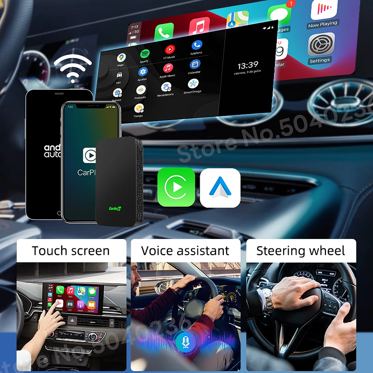 CarlinKit 5,0 inalámbrico Android Auto CarPlay AIBox adaptador inalámbrico Spotify Waze caja de navegación para coche WiFi BT conexión automática inalámbrica 27