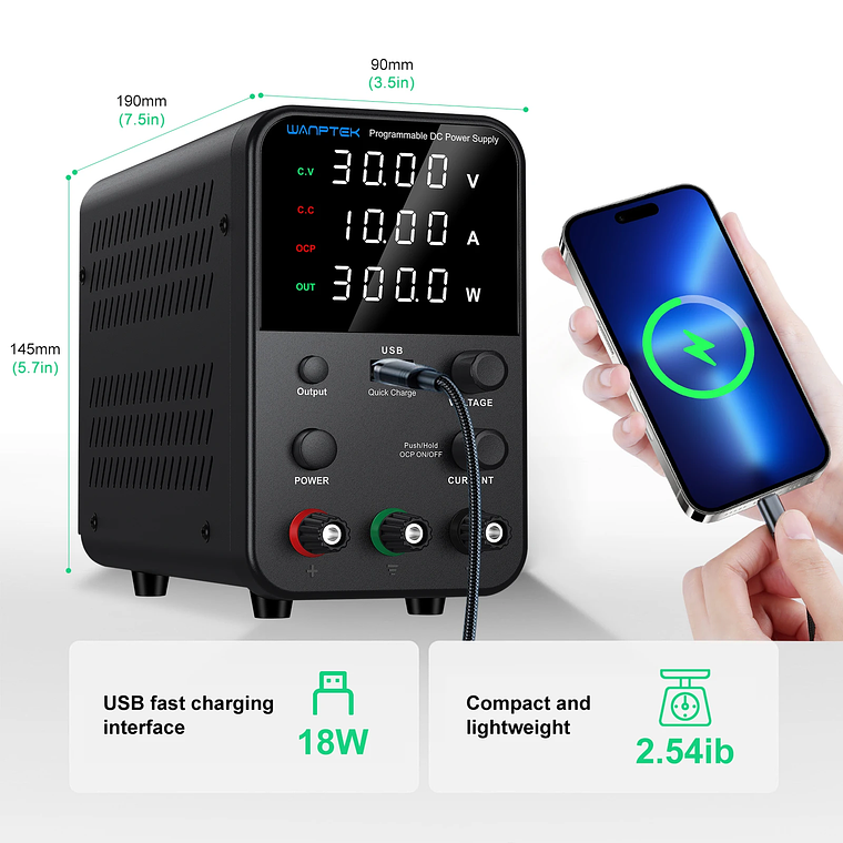 Wanptek DC fuente de alimentación de laboratorio 30V 10A 60V 5A 120V 3A voltaje ajustable corriente aplicable voltaje 110V 220V fuente de alimentación 30