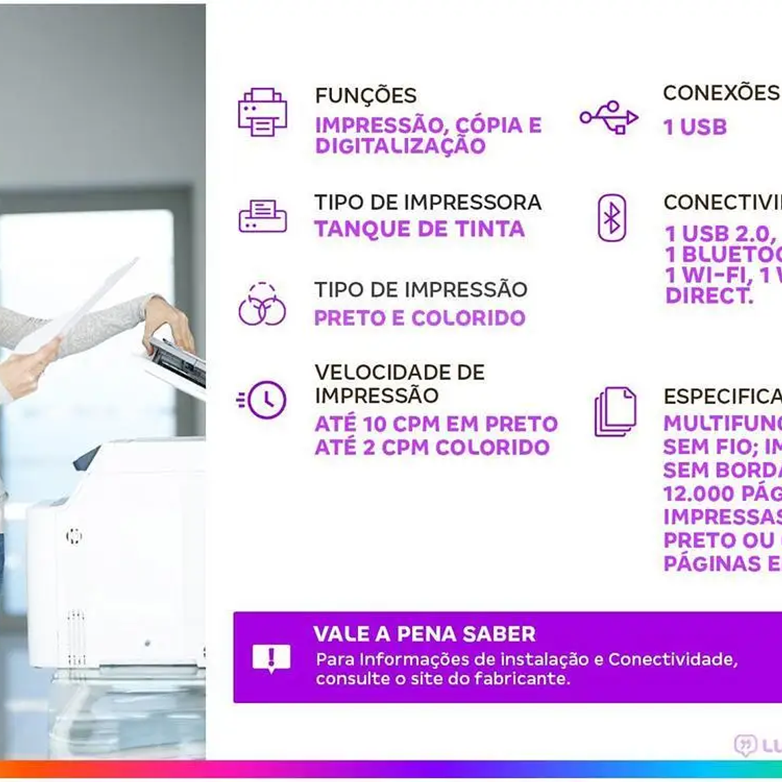 Impresora multifuncional HP Smart Tank, dispositivo con WiFi, 581 2