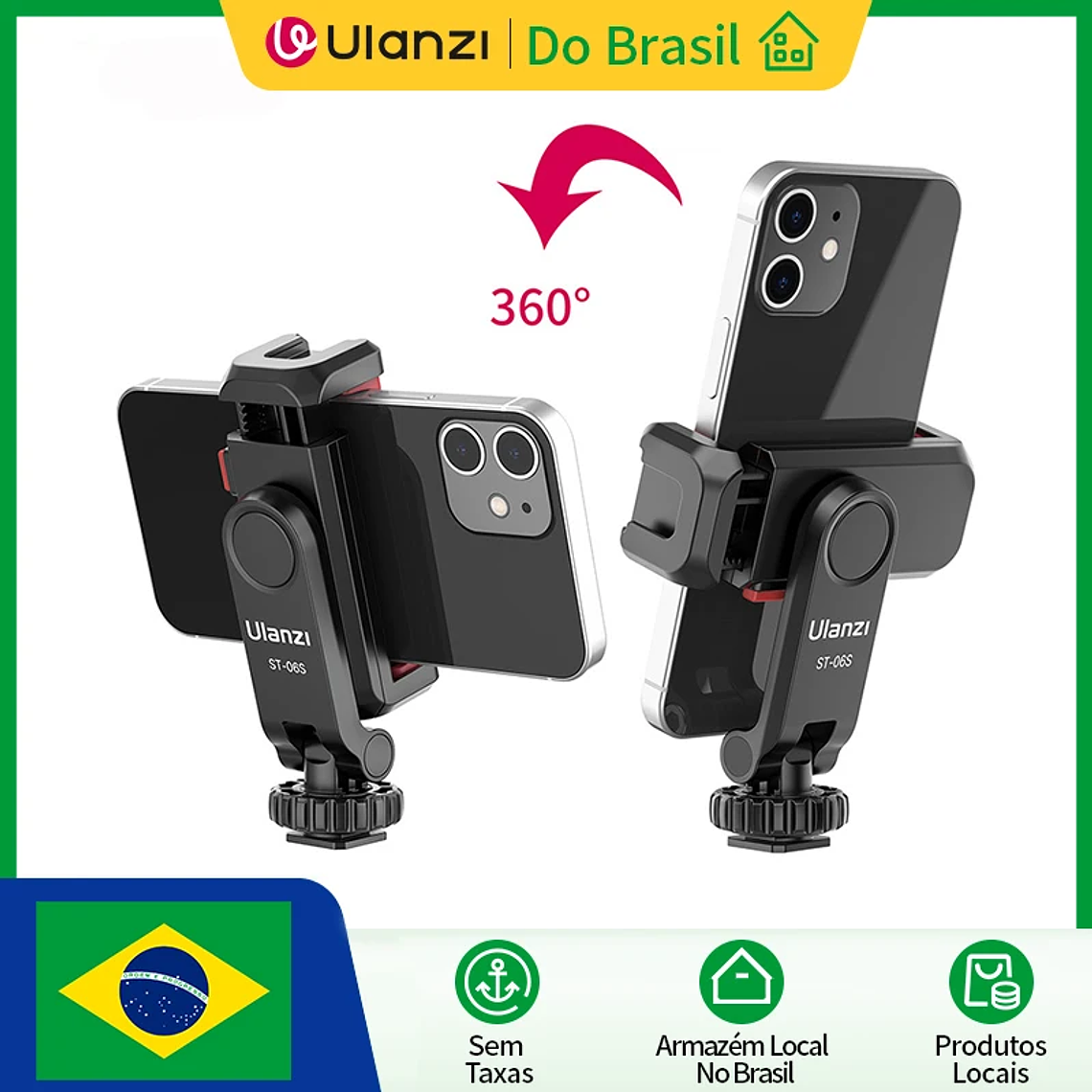 Ulanzi ST-06S soporte de montaje de teléfono de disparo Vertical soporte de Monitor de cámara DSLR abrazadera de montaje de trípode para teléfono inteligente vídeo Vlog 1