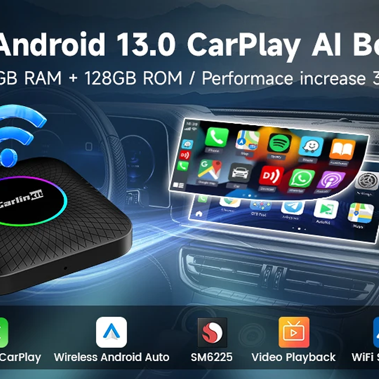 CarlinKit 5,0 inalámbrico Android Auto CarPlay AIBox adaptador inalámbrico Spotify Waze caja de navegación para coche WiFi BT conexión automática inalámbrica 9