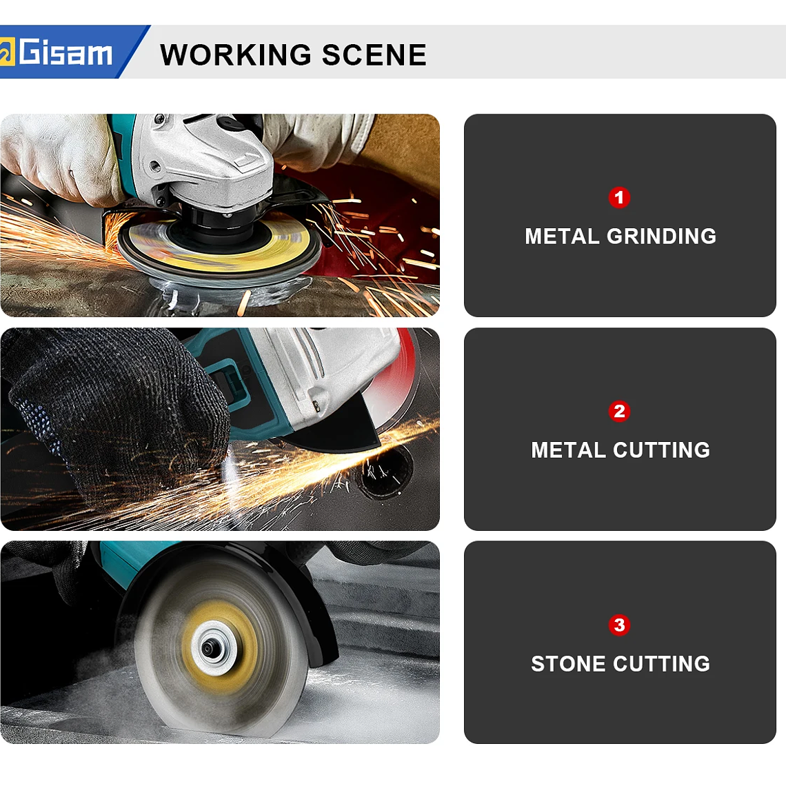 Amoladora Angular Eléctrica sin Escobillas de 125 mm, Herramienta de Pulido y Corte, Herramienta Eléctrica para Trabajar la Madera, Compatible con Batería Makita de 18 V 17