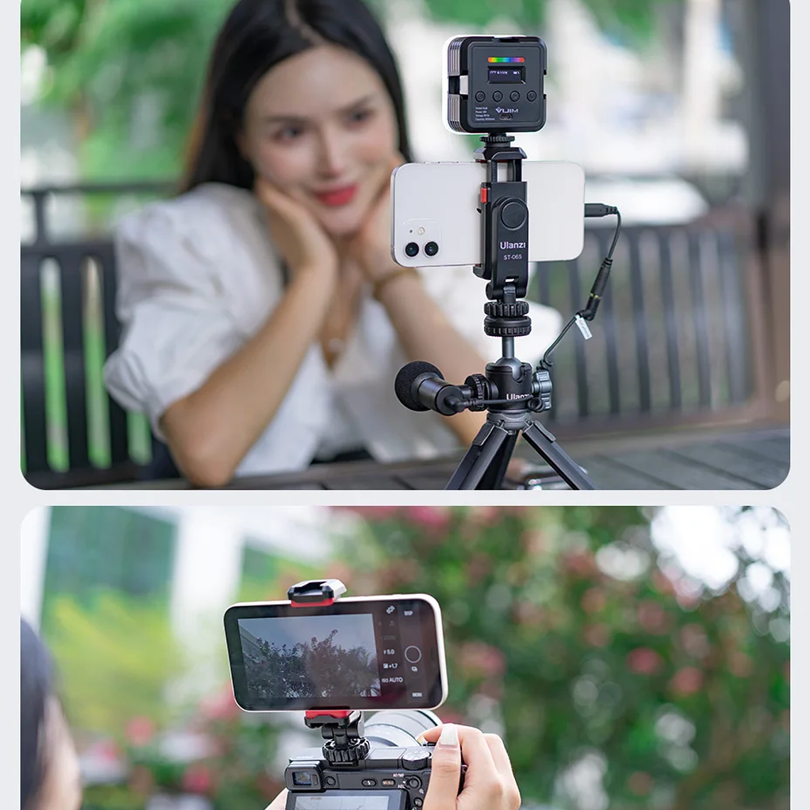 Ulanzi ST-06S soporte de montaje de teléfono de disparo Vertical soporte de Monitor de cámara DSLR abrazadera de montaje de trípode para teléfono inteligente vídeo Vlog 19