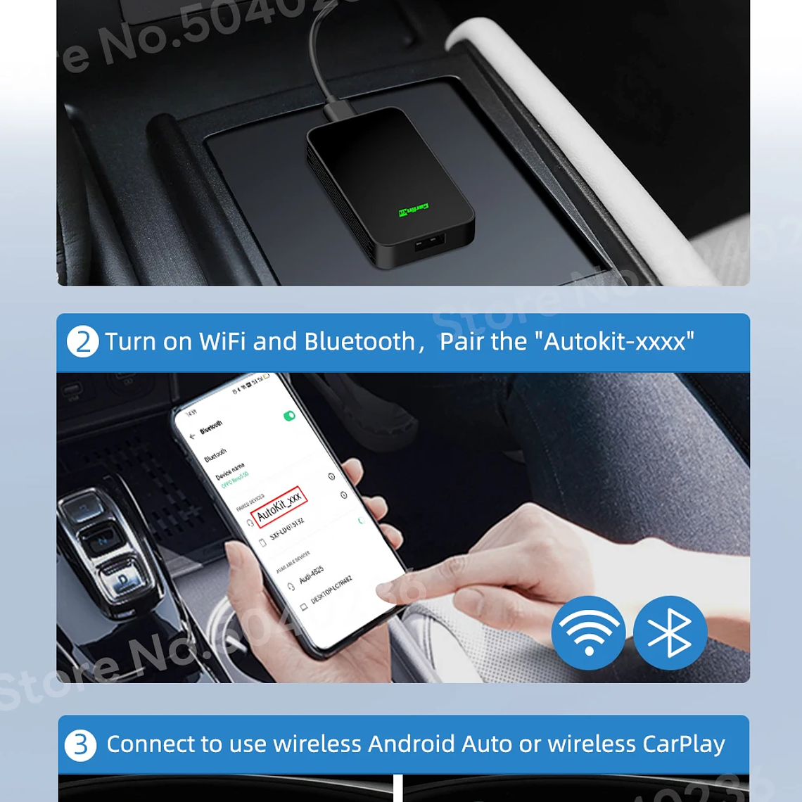 CarlinKit 5,0 inalámbrico Android Auto CarPlay AIBox adaptador inalámbrico Spotify Waze caja de navegación para coche WiFi BT conexión automática inalámbrica 28