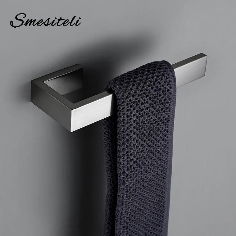 Soporte de papel higiénico con ganchos para toallas, Kit de accesorios para baño, barra de acero inoxidable, montaje de Metal para dormitorio, juegos de herrajes para cocina y baño 1