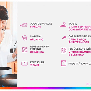 Juego de Utensilios de Cocina Tramontina Recubrimiento Cerámico Aluminio Gris 5 Piezas Glenz