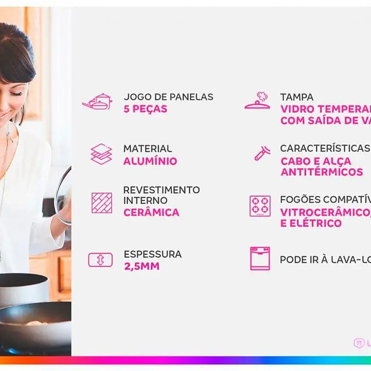 Juego de Utensilios de Cocina Tramontina Recubrimiento Cerámico Aluminio Gris 5 Piezas Glenz 2