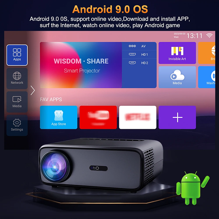 Proyector ThundeaL Full Auto HD 1080P WiFi 6 Android TD97 Pro TD97Pro Proyector Video Película en casa IOS Teléfono inteligente Proyector de TV 3D 2