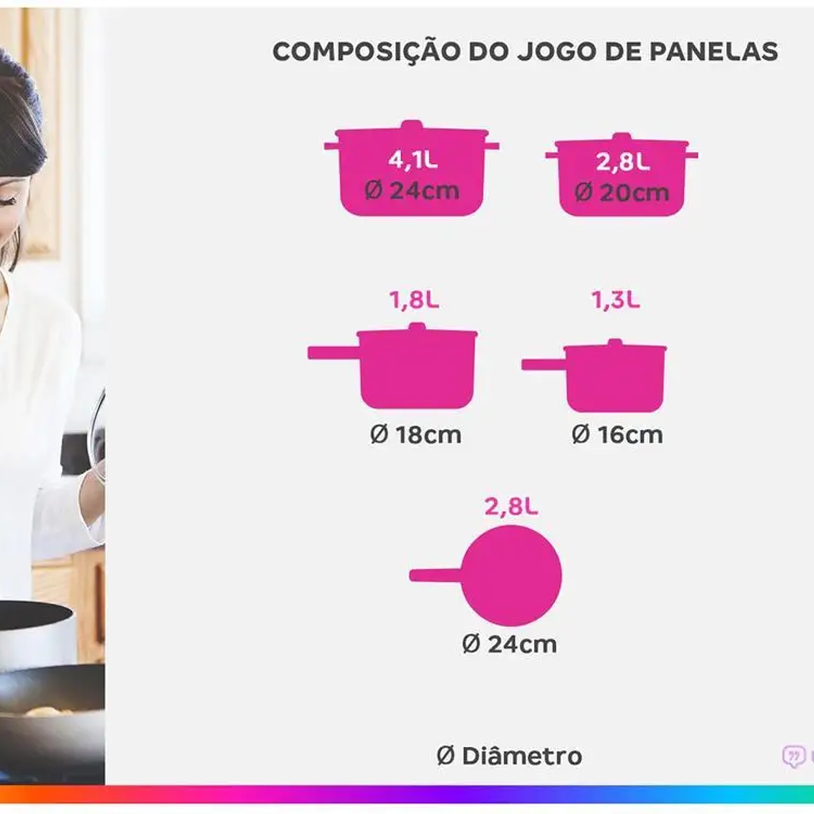 Juego de Utensilios de Cocina Tramontina Recubrimiento Cerámico Aluminio Gris 5 Piezas Glenz 3