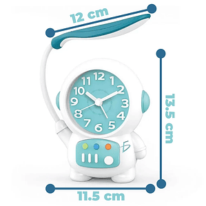 Modern Astronaut Alarm Clock with 2-in-1 Desk Lamp LED Illuminated Needle Display Plastic Material