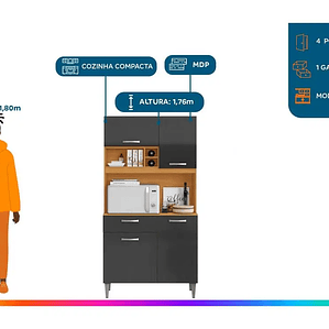 Malva 4 Puertas 1 Cajón Cocina Compacta Aramobile