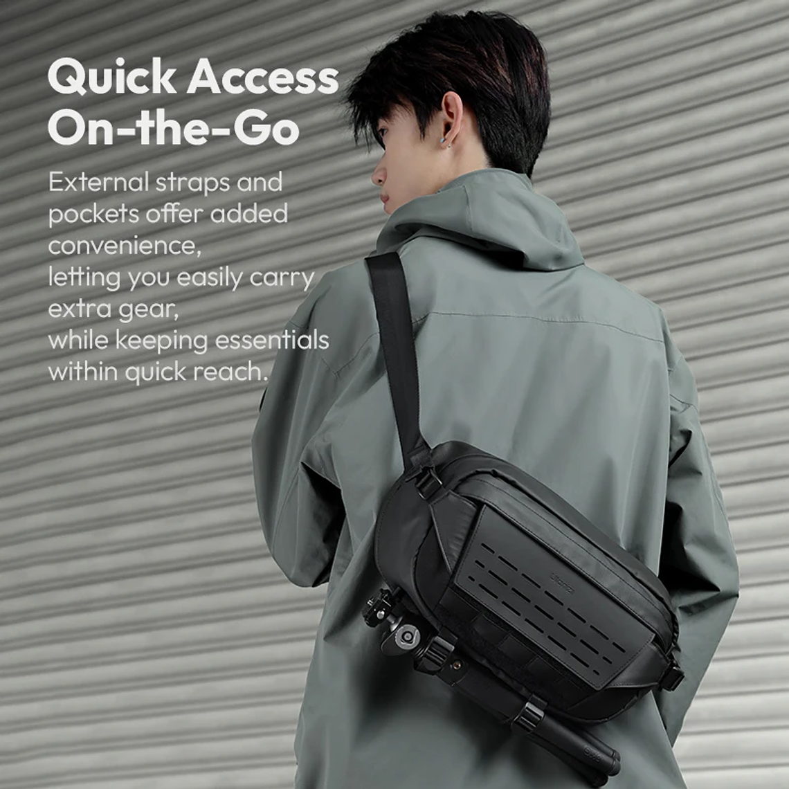 Ulanzi AB02 TAI bolso bandolera para exteriores, bolsa de fotografía de 9L, bolso informal de transporte de gran capacidad para accesorios de lentes de cámara 5