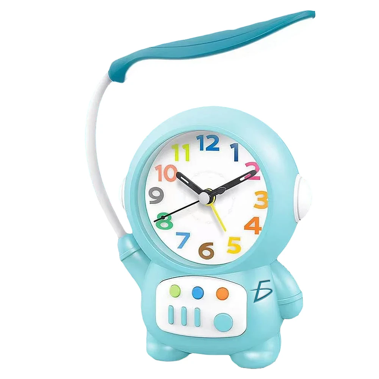 Modern Astronaut Alarm Clock with 2-in-1 Desk Lamp LED Illuminated Needle Display Plastic Material 4