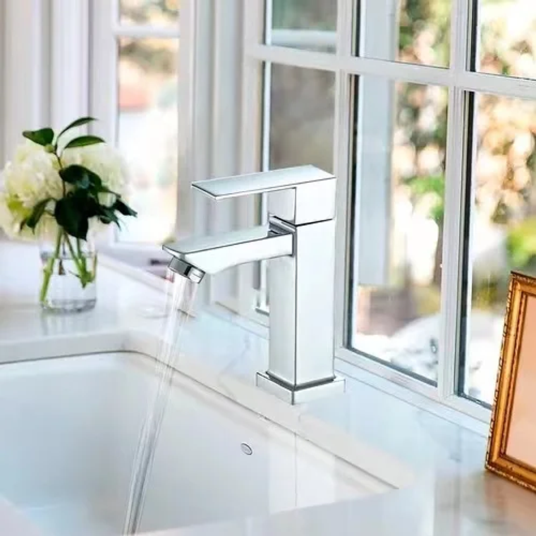 Torneira de prata do lavatório do banheiro elegante, Torneira de bacia de alta gama para água fria, Metal Build 3