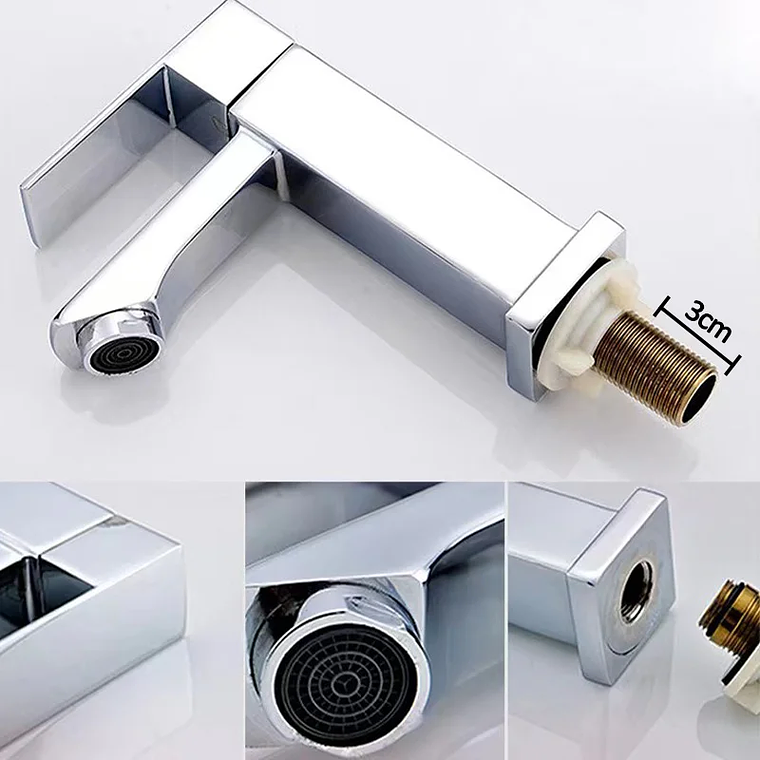 Torneira de prata do lavatório do banheiro elegante, Torneira de bacia de alta gama para água fria, Metal Build 4