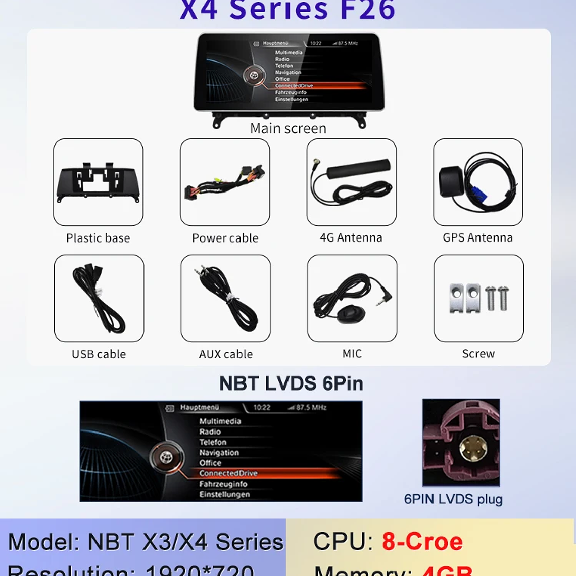 STWEI nuevo ID6 ID7 ID8 UI 12,3 pulgadas sistema Android inalámbrico Carplay AUTO para BMW X3 F25 X4 F26 CIC NBT reproductores de vídeo para coche GPS Navi 7