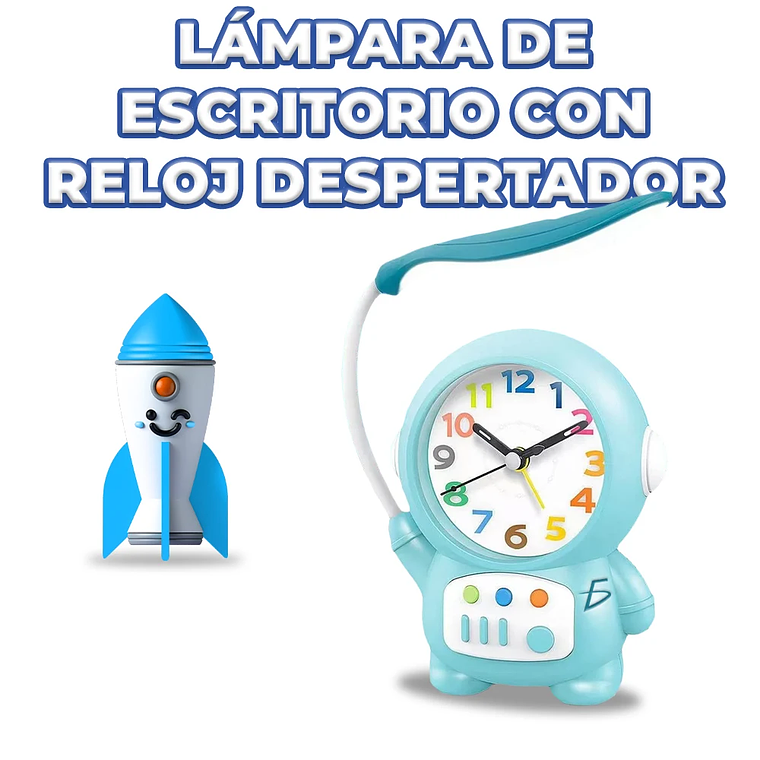 Modern Astronaut Alarm Clock with 2-in-1 Desk Lamp LED Illuminated Needle Display Plastic Material 6