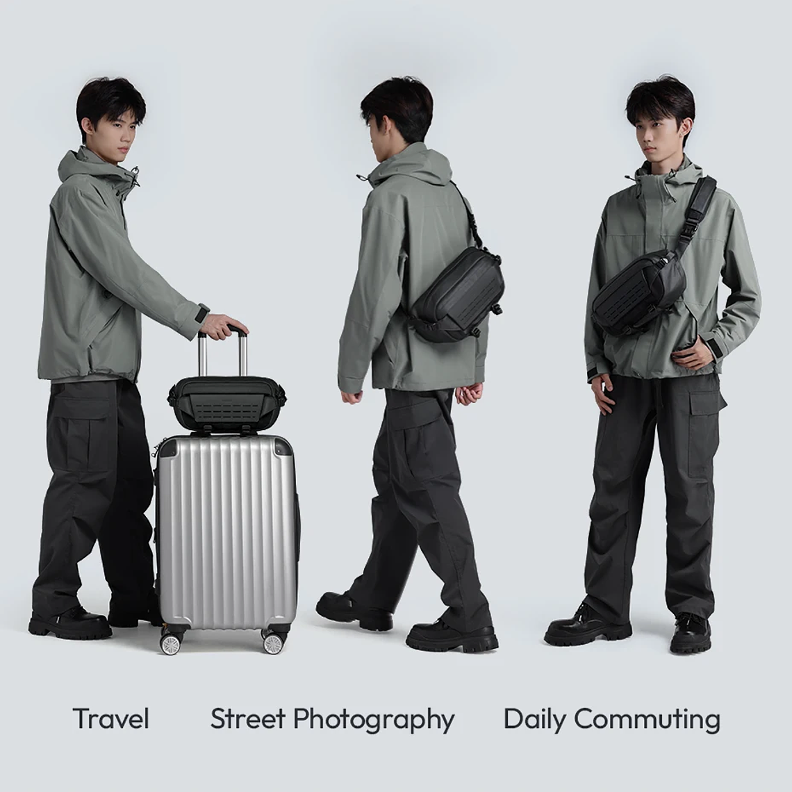 Ulanzi AB02 TAI bolso bandolera para exteriores, bolsa de fotografía de 9L, bolso informal de transporte de gran capacidad para accesorios de lentes de cámara 9