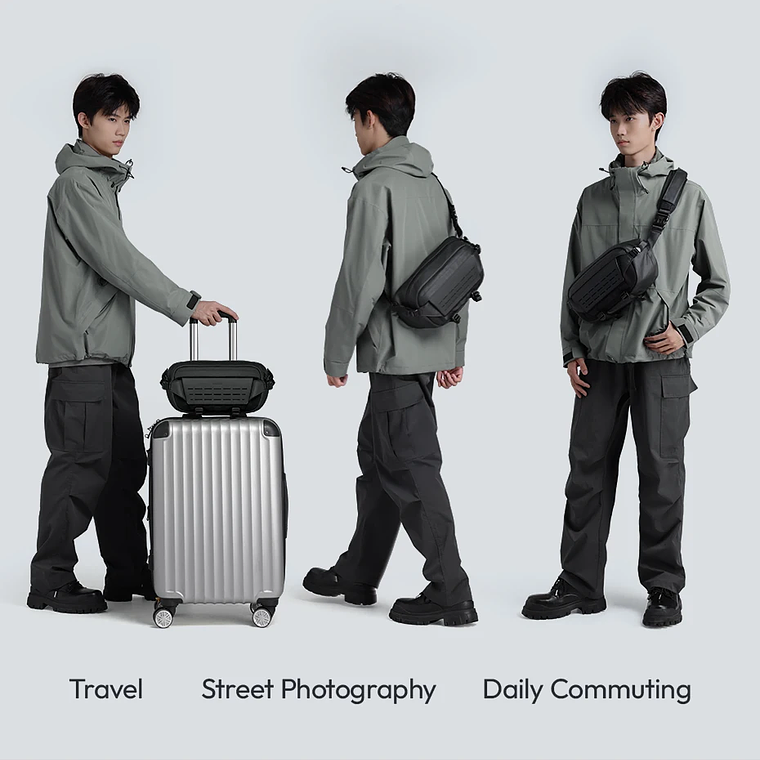 Ulanzi AB02 TAI bolso bandolera para exteriores, bolsa de fotografía de 9L, bolso informal de transporte de gran capacidad para accesorios de lentes de cámara 9