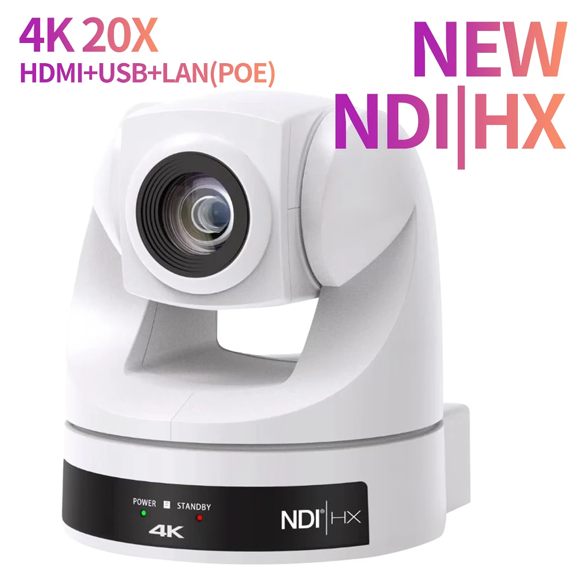 Cámara PTZ NDI Runpu 4K30fps con Zoom Óptico 20X, Seguimiento por IA, HDMI, LAN, POE, para Transmisión en Vivo, Videoconferencias y Sistemas de Video 9