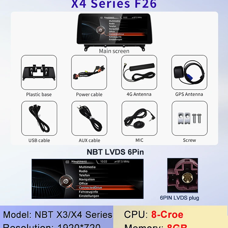 STWEI nuevo ID6 ID7 ID8 UI 12,3 pulgadas sistema Android inalámbrico Carplay AUTO para BMW X3 F25 X4 F26 CIC NBT reproductores de vídeo para coche GPS Navi 11