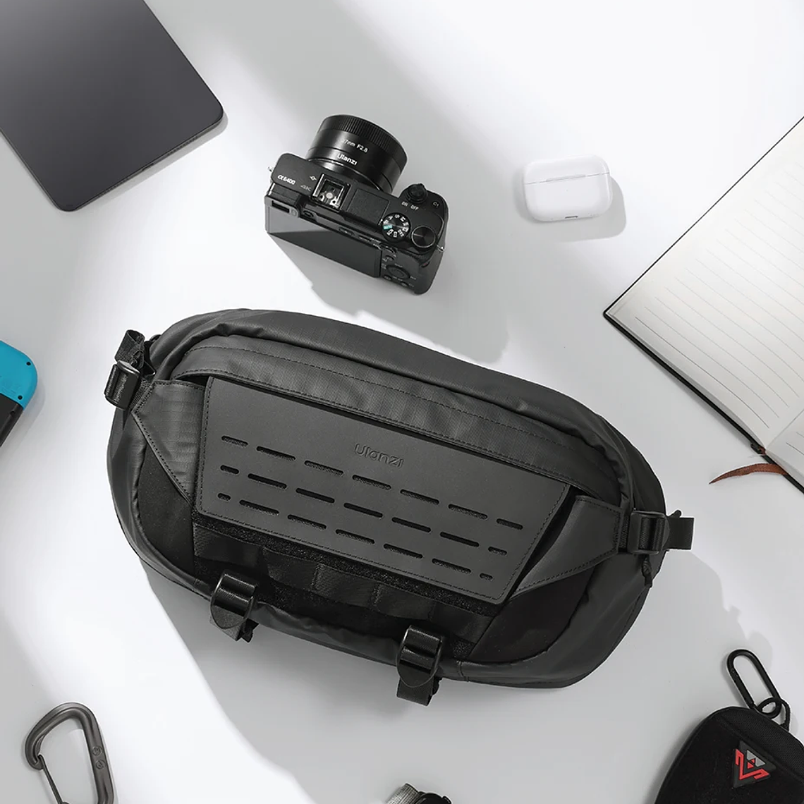 Ulanzi AB02 TAI bolso bandolera para exteriores, bolsa de fotografía de 9L, bolso informal de transporte de gran capacidad para accesorios de lentes de cámara 12