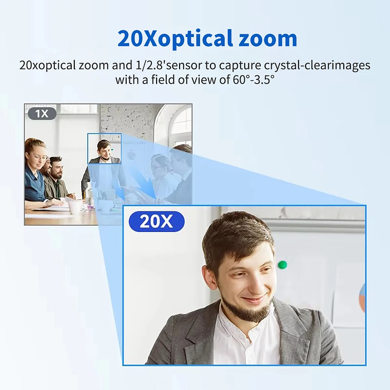 Cámara PTZ NDI Runpu 4K30fps con Zoom Óptico 20X, Seguimiento por IA, HDMI, LAN, POE, para Transmisión en Vivo, Videoconferencias y Sistemas de Video 12