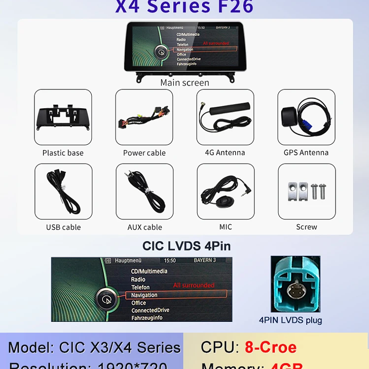 STWEI nuevo ID6 ID7 ID8 UI 12,3 pulgadas sistema Android inalámbrico Carplay AUTO para BMW X3 F25 X4 F26 CIC NBT reproductores de vídeo para coche GPS Navi 12