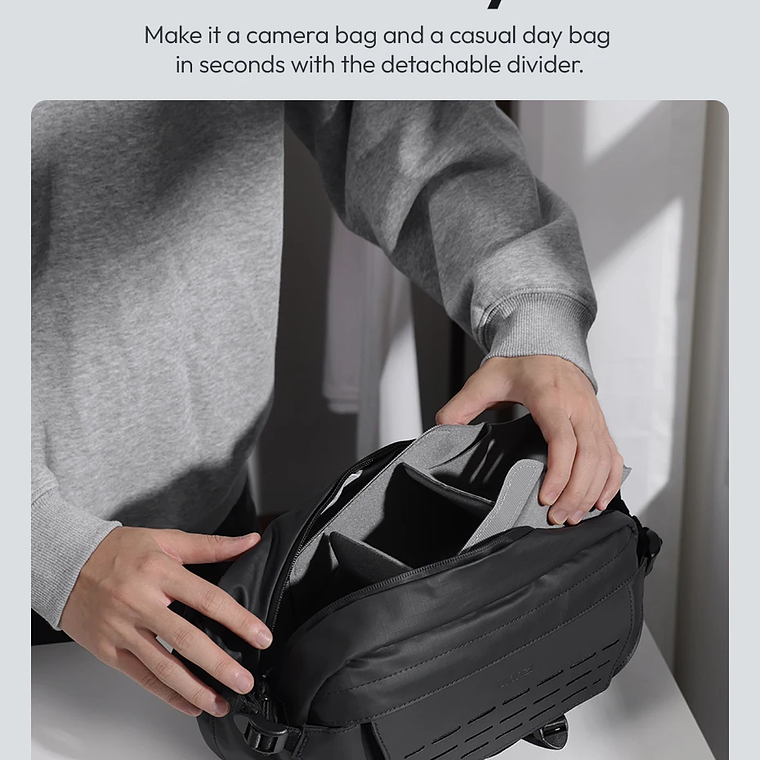 Ulanzi AB02 TAI bolso bandolera para exteriores, bolsa de fotografía de 9L, bolso informal de transporte de gran capacidad para accesorios de lentes de cámara 15