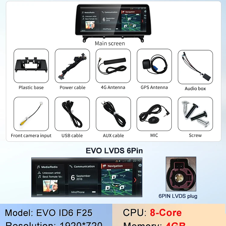 STWEI nuevo ID6 ID7 ID8 UI 12,3 pulgadas sistema Android inalámbrico Carplay AUTO para BMW X3 F25 X4 F26 CIC NBT reproductores de vídeo para coche GPS Navi 13