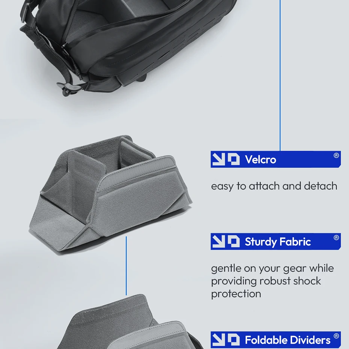 Ulanzi AB02 TAI bolso bandolera para exteriores, bolsa de fotografía de 9L, bolso informal de transporte de gran capacidad para accesorios de lentes de cámara 17