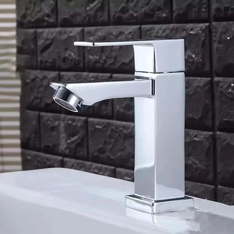 Torneira de prata do lavatório do banheiro elegante, Torneira de bacia de alta gama para água fria, Metal Build 12