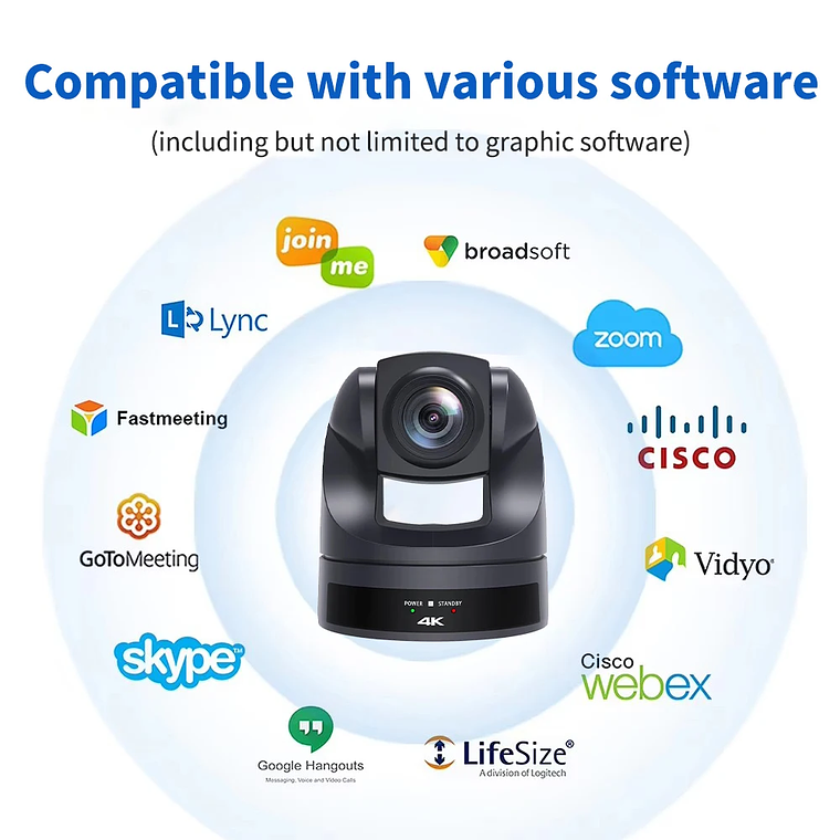 Cámara PTZ NDI Runpu 4K30fps con Zoom Óptico 20X, Seguimiento por IA, HDMI, LAN, POE, para Transmisión en Vivo, Videoconferencias y Sistemas de Video 20