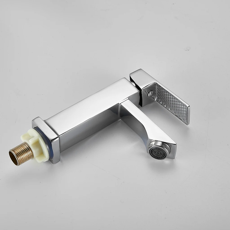 Torneira de prata do lavatório do banheiro elegante, Torneira de bacia de alta gama para água fria, Metal Build 15