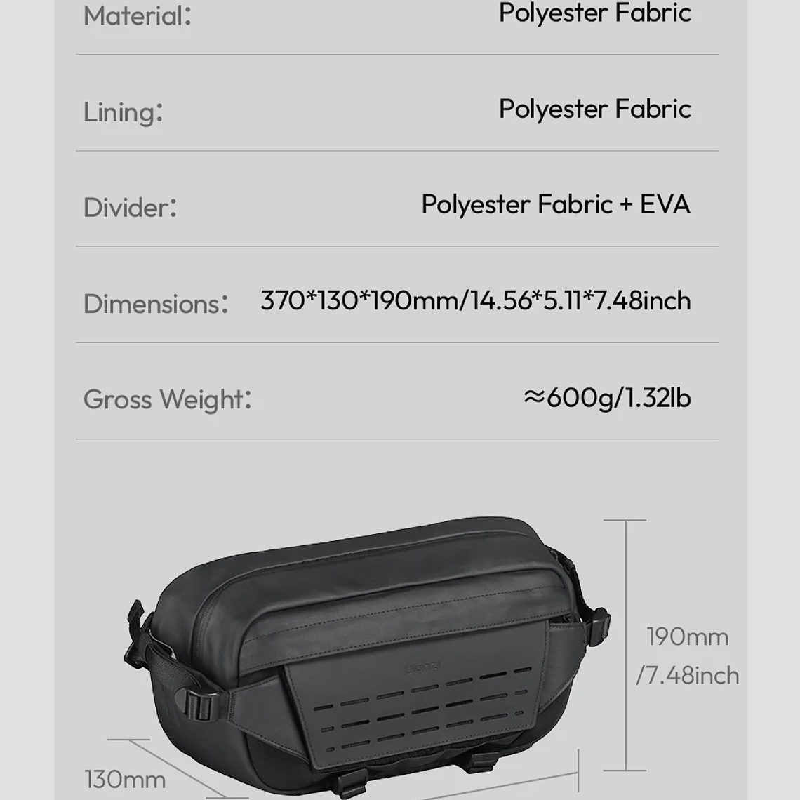 Ulanzi AB02 TAI bolso bandolera para exteriores, bolsa de fotografía de 9L, bolso informal de transporte de gran capacidad para accesorios de lentes de cámara 24