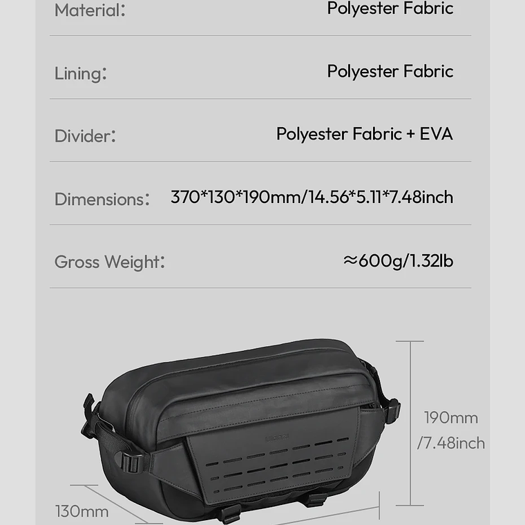 Ulanzi AB02 TAI bolso bandolera para exteriores, bolsa de fotografía de 9L, bolso informal de transporte de gran capacidad para accesorios de lentes de cámara 24