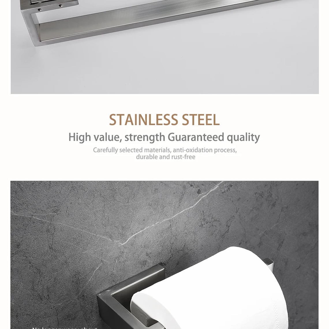 Soporte de papel higiénico con ganchos para toallas, Kit de accesorios para baño, barra de acero inoxidable, montaje de Metal para dormitorio, juegos de herrajes para cocina y baño 39