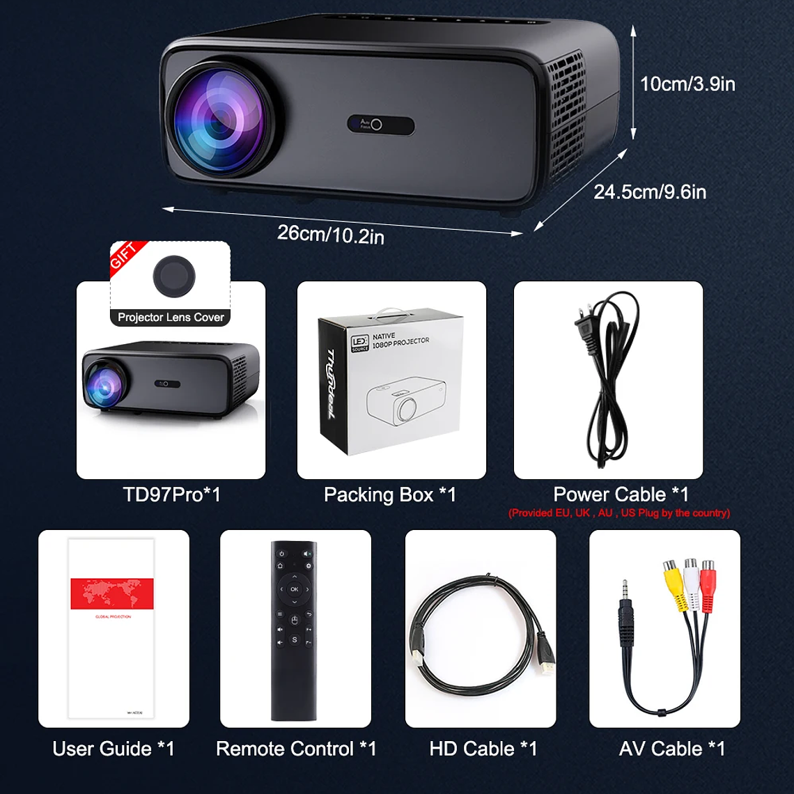 Proyector ThundeaL Full Auto HD 1080P WiFi 6 Android TD97 Pro TD97Pro Proyector Video Película en casa IOS Teléfono inteligente Proyector de TV 3D 29