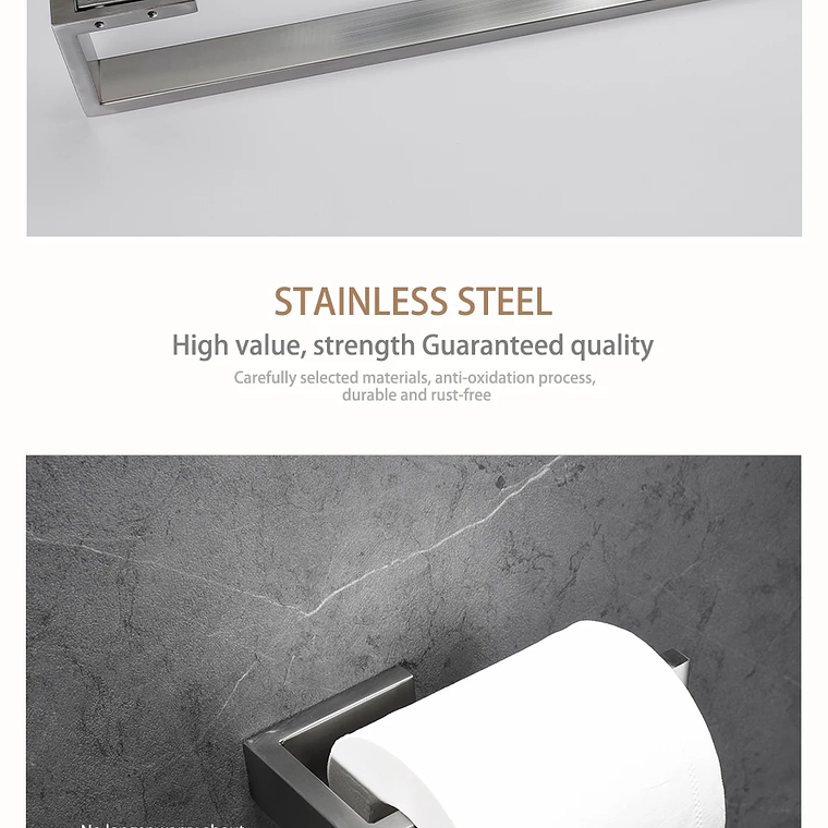 Soporte de papel higiénico con ganchos para toallas, Kit de accesorios para baño, barra de acero inoxidable, montaje de Metal para dormitorio, juegos de herrajes para cocina y baño 40
