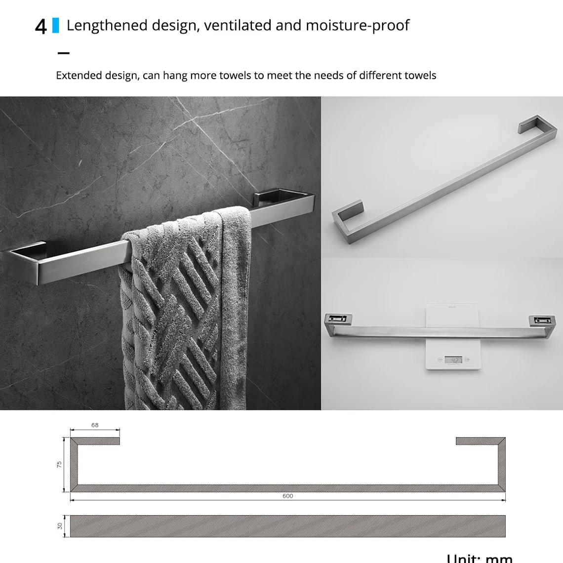 Soporte de papel higiénico con ganchos para toallas, Kit de accesorios para baño, barra de acero inoxidable, montaje de Metal para dormitorio, juegos de herrajes para cocina y baño 44