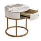 Mesita de noche moderna de 19,68 pulgadas con cajón Mesa auxiliar redonda de mármol con mesa auxiliar de almacenamiento para sala de estar y dormitorio - thumbnail 3