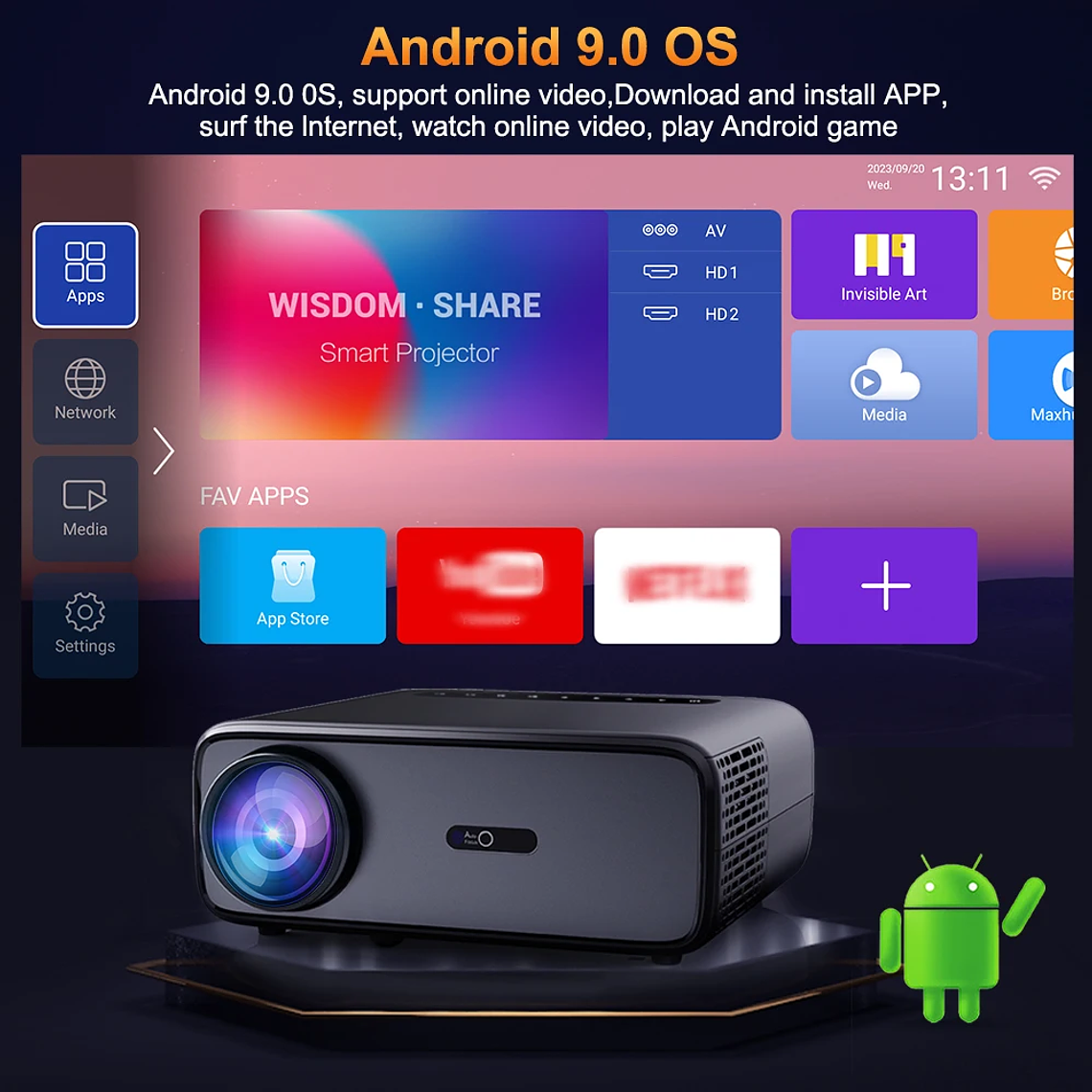 Proyector ThundeaL Full Auto HD 1080P WiFi 6 Android TD97 Pro TD97Pro Proyector Video Película en casa IOS Teléfono inteligente Proyector de TV 3D 2