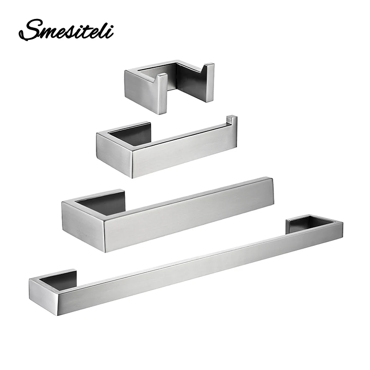 Soporte de papel higiénico con ganchos para toallas, Kit de accesorios para baño, barra de acero inoxidable, montaje de Metal para dormitorio, juegos de herrajes para cocina y baño 2