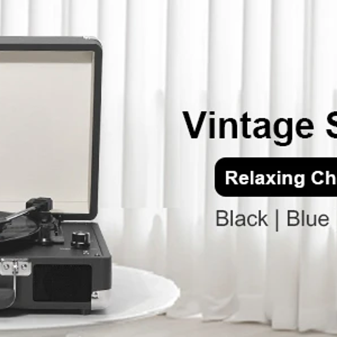 Reproductor LP de maleta portátil, transmisión por correa de 3 velocidades, reproductor de discos de vinilo Bluetooth con altavoces y grabación, conector RCA/AUX/HP 10